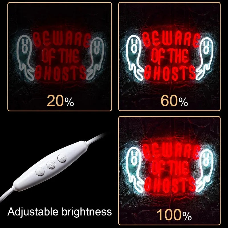 Halloween Neon Signs – Pumpkin, Lantern, Spooky Boo LED Light Up Signs – USB Powered Wall Decor for Halloween Party, Room, and Gift 🎃👻