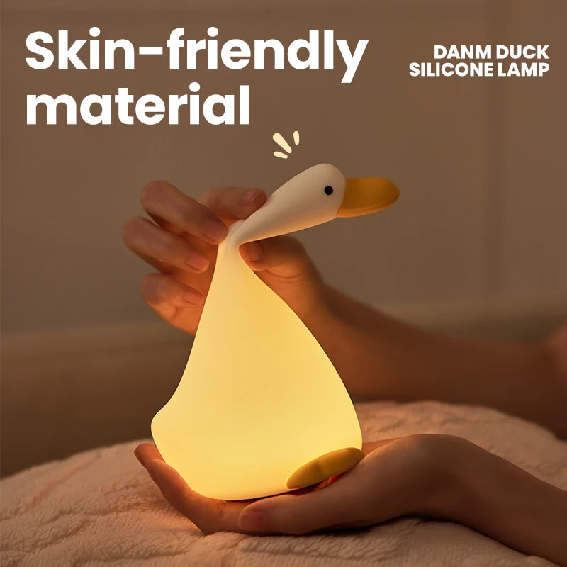 Cartoon Duck LED Night Light – USB Rechargeable Silicone Lamp for Kids' Bedrooms, Nurseries & Gifts 🦆💡