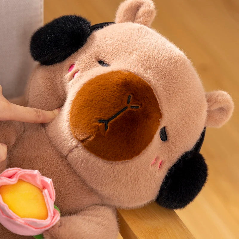 Cute Capybara Plush Toy – Soft Capybara Doll Holding Flower for Kids & Birthday Gifts 🧸🌸