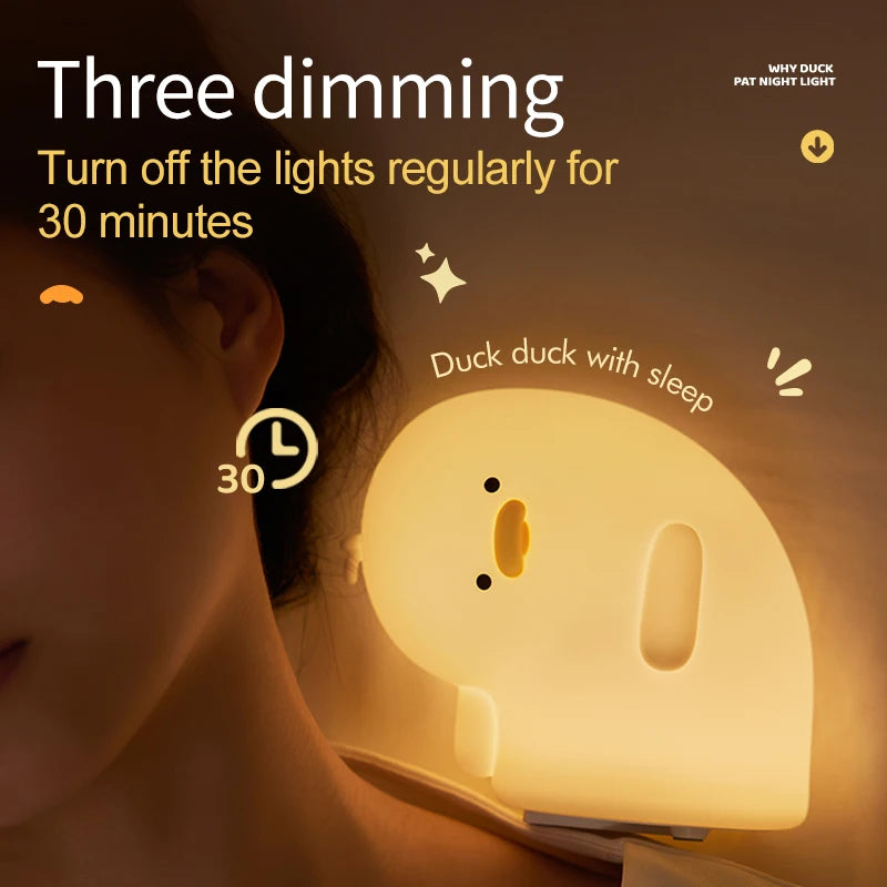 Cartoon Duck LED Night Light – USB Rechargeable Silicone Lamp for Kids' Bedrooms, Nurseries & Gifts 🦆💡