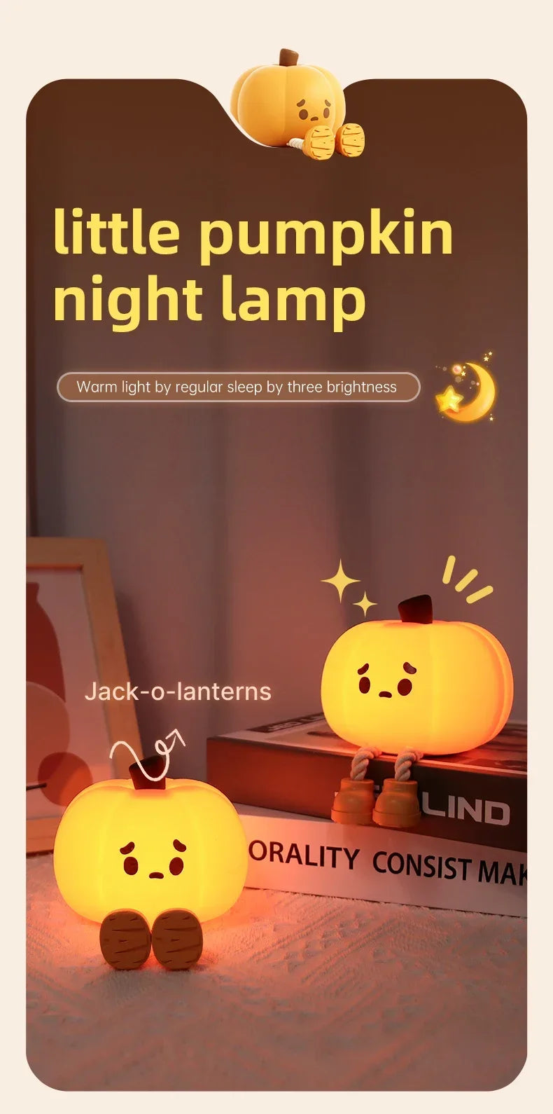 Pumpkin Halloween LED Night Light – Cute Ghost Lamp for Kids' Bedroom, Nursery, or Bedside 🎃👻