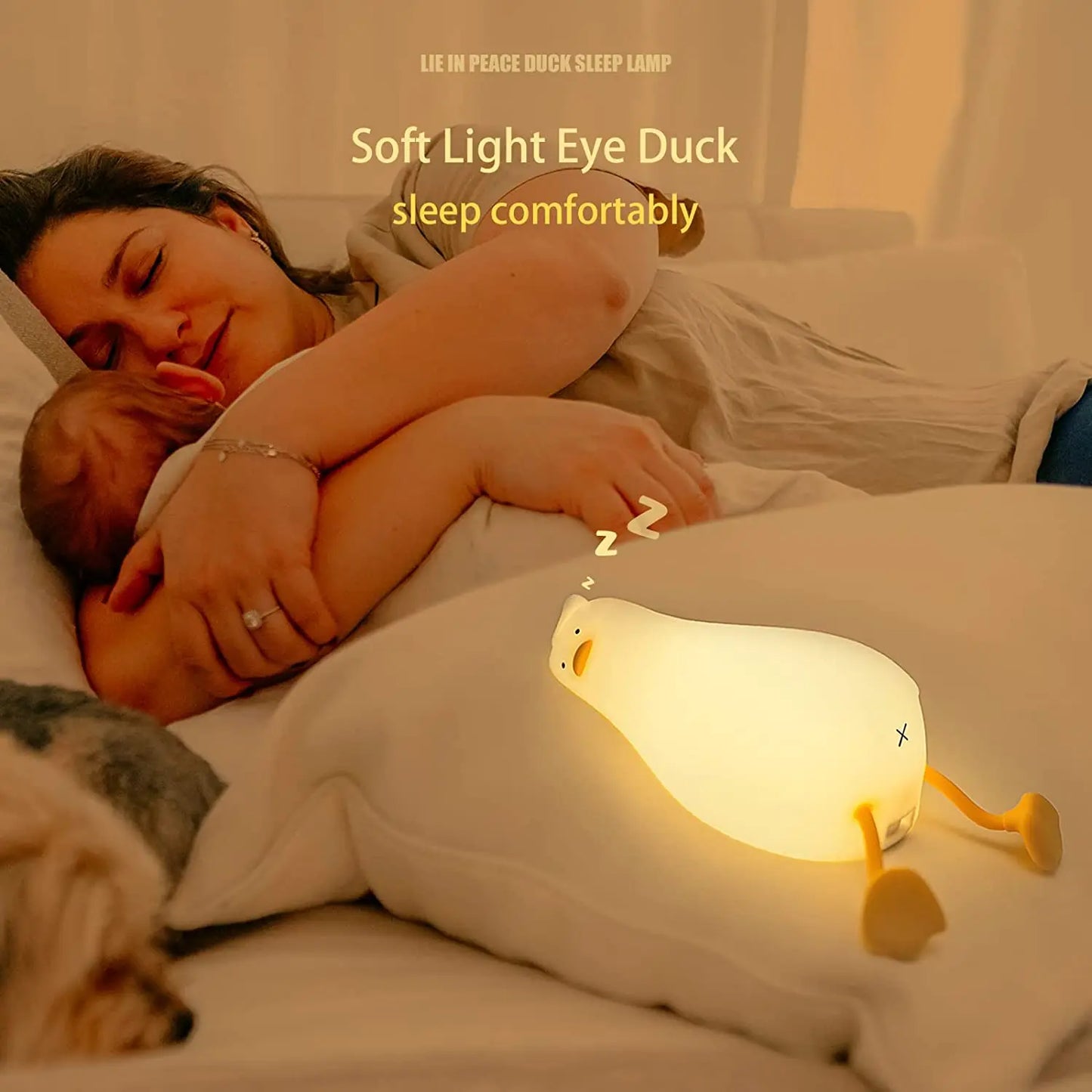 Benson Lying Flat Duck Night Light, LED Squishy Duck Lamp, Cute Light Up Duck, Silicone Dimmable Nursery Nightlight,