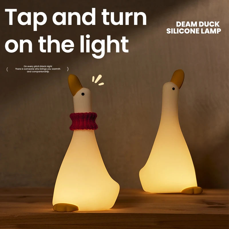 Cartoon Duck LED Night Light – USB Rechargeable Silicone Lamp for Kids' Bedrooms, Nurseries & Gifts 🦆💡