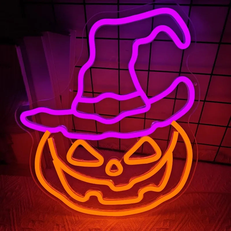 Halloween Neon Signs – Pumpkin, Lantern, Spooky Boo LED Light Up Signs – USB Powered Wall Decor for Halloween Party, Room, and Gift 🎃👻