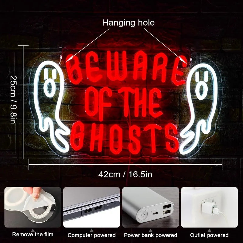 Halloween Neon Signs – Pumpkin, Lantern, Spooky Boo LED Light Up Signs – USB Powered Wall Decor for Halloween Party, Room, and Gift 🎃👻