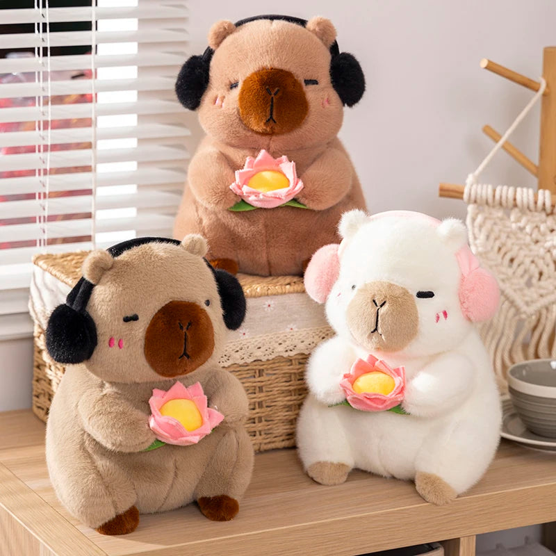 Cute Capybara Plush Toy – Soft Capybara Doll Holding Flower for Kids & Birthday Gifts 🧸🌸